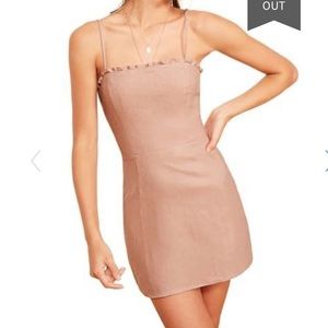 Reformation Ava Ruffle Linen Mini Dress